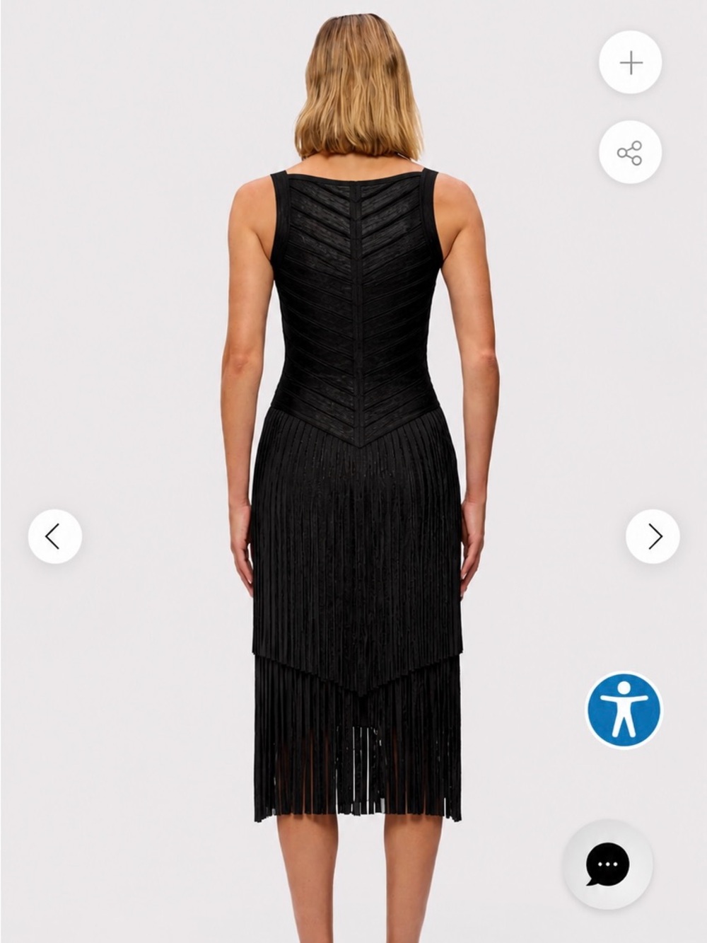 Herve Leger Black Metallic Fringe Midi Dress - Picture 2 of 5